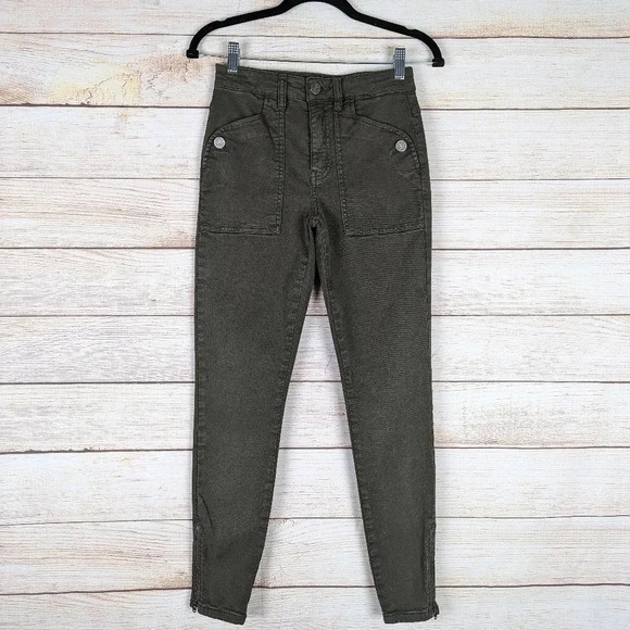 Joie Women's Size 24 Keena Skinny Ankle Zip Pants Green Utility Cargo Stretchy - Picture 11 of 11